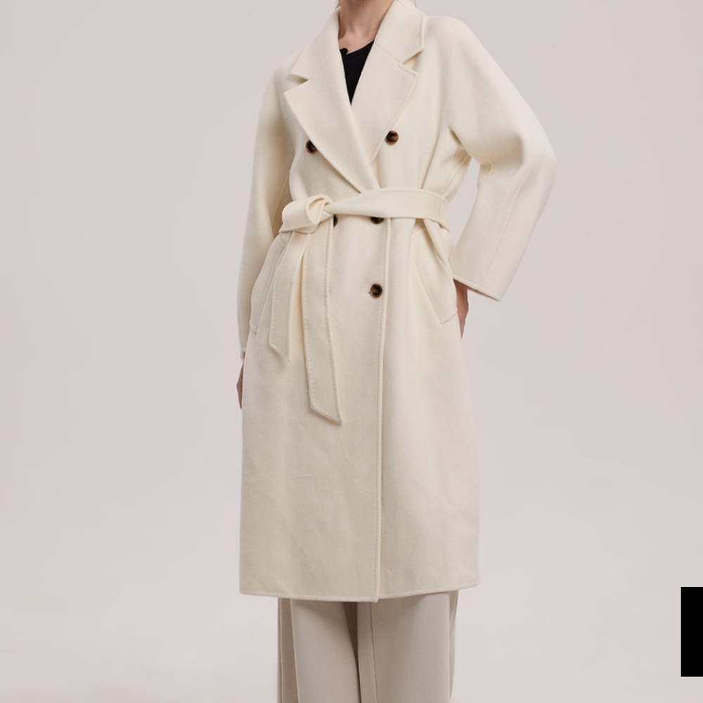 Double Face Tie Waist Wool Coat